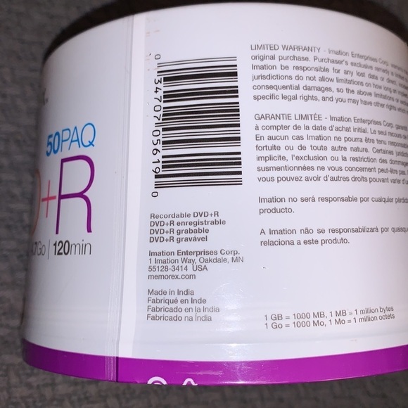 Nwt Factory Sealed Memorex Dvd + R 50 Pack 16x 4.7 Gb 120 Min - Picture 5 of 6